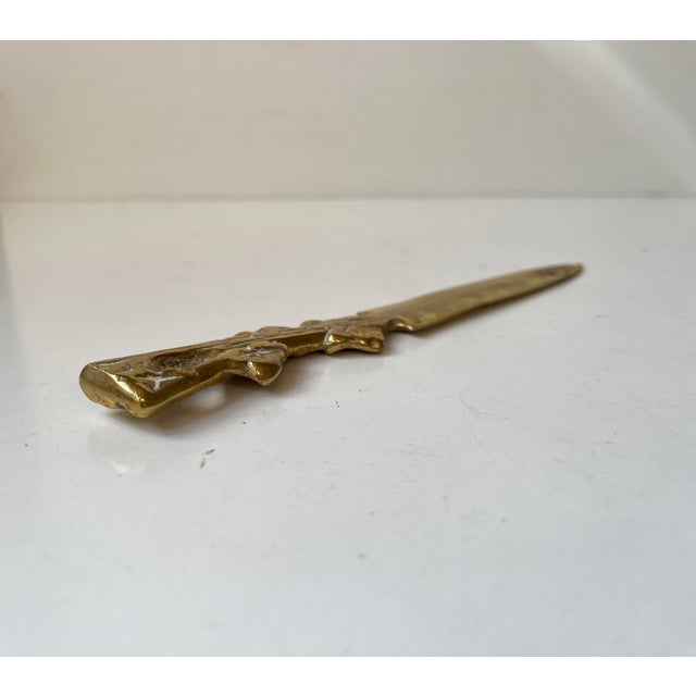 Art Nouveau Leaf Letter Opener in Brass, 1920s For Sale - Image 4 of 8