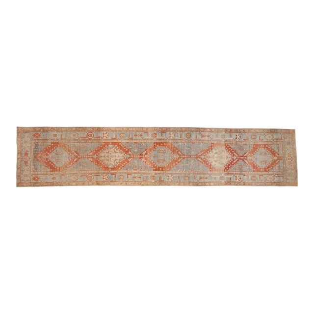 Vintage Distressed Heriz Rug Runner - 3'2" x 14'9" For Sale