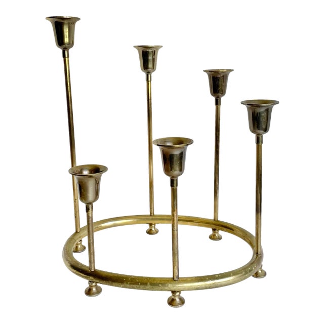 Vintage Oval Brass Descending Candelabra For Sale