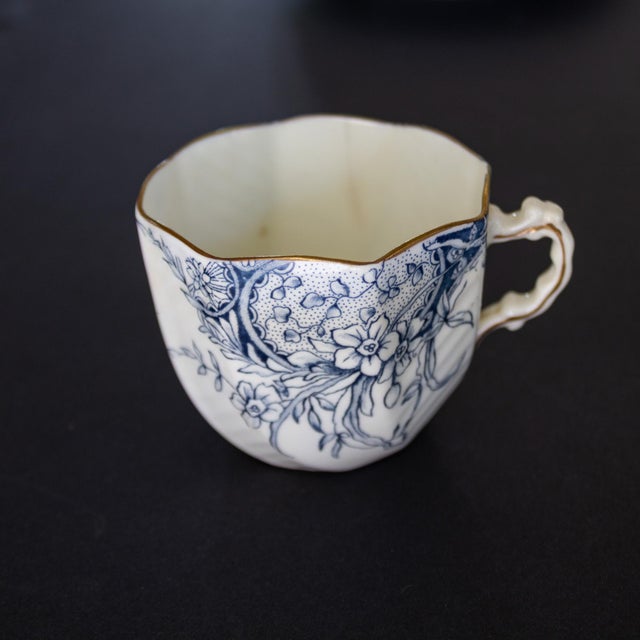 19th Century English Bone China Blue and White Tea Cup Set for Five - 15 pcs For Sale - Image 12 of 16