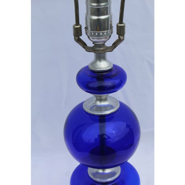 Deco Cobalt Blue Glass Bronze Base And Spacers Table Lamps A