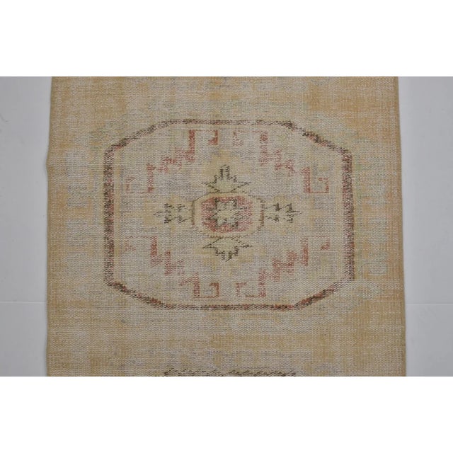 Beige Vintage Anatolian Wool Runner, Light Beige Field With Subtle Tonal Medallions For Sale - Image 8 of 10