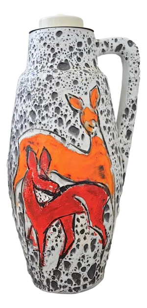 Fat Lava Floor Lamp with Deer from Scheurich Keramik, 1960s