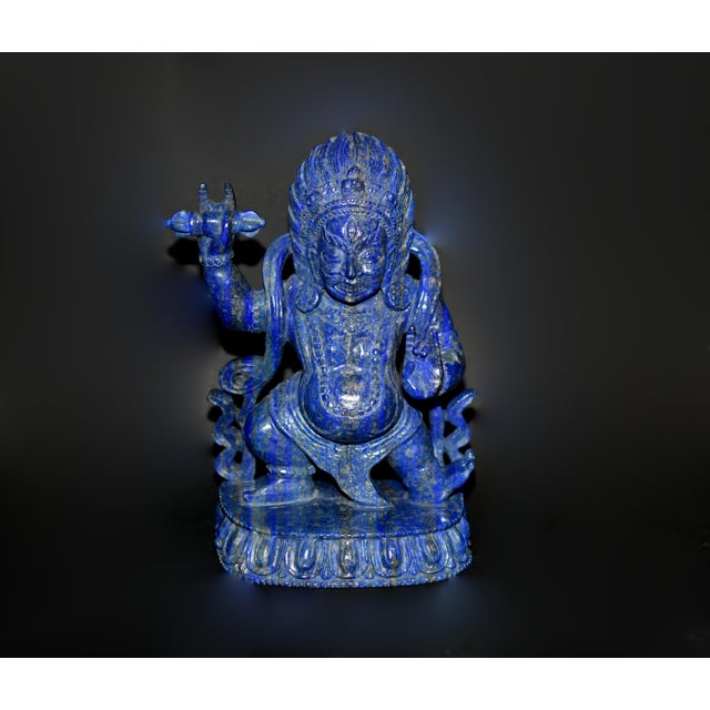 Natural Lapis Indian God Vajrapani Protector For Sale - Image 4 of 17