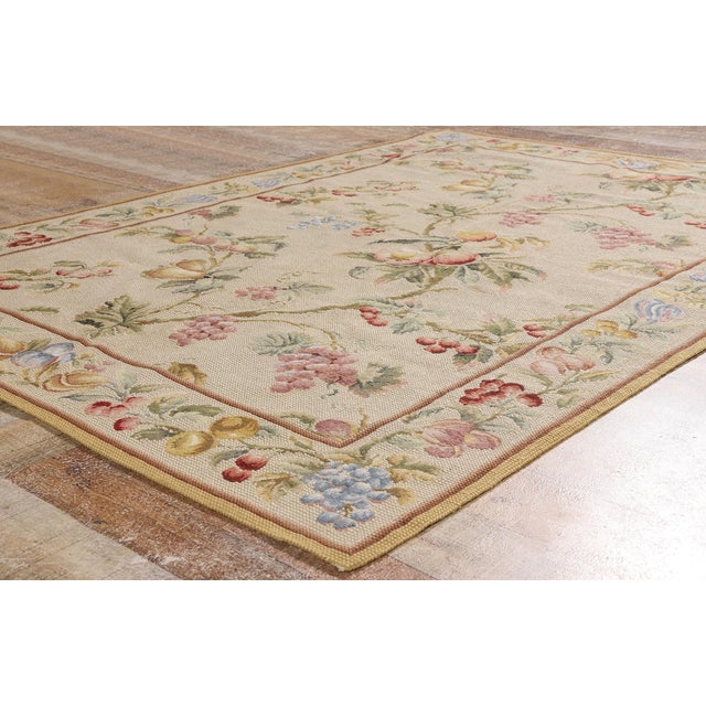 Beige Vintage Chinese Aubusson Needlepoint Rug, 04'10 X 06'10 For Sale - Image 8 of 10