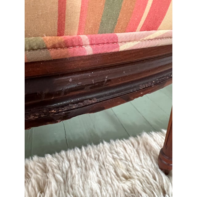 1990s Vintage Madras Plaid Silk Upholstered Accent Chair Made by Owners Select HighPoint North Carolina, Pink Plaid Silk Chair Custom Made For Sale - Image 5 of 18
