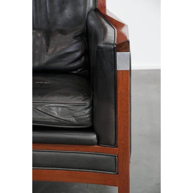 Art Deco Chair in Black Cowhide and Wood by Schuitema For Sale - Image 11 of 16