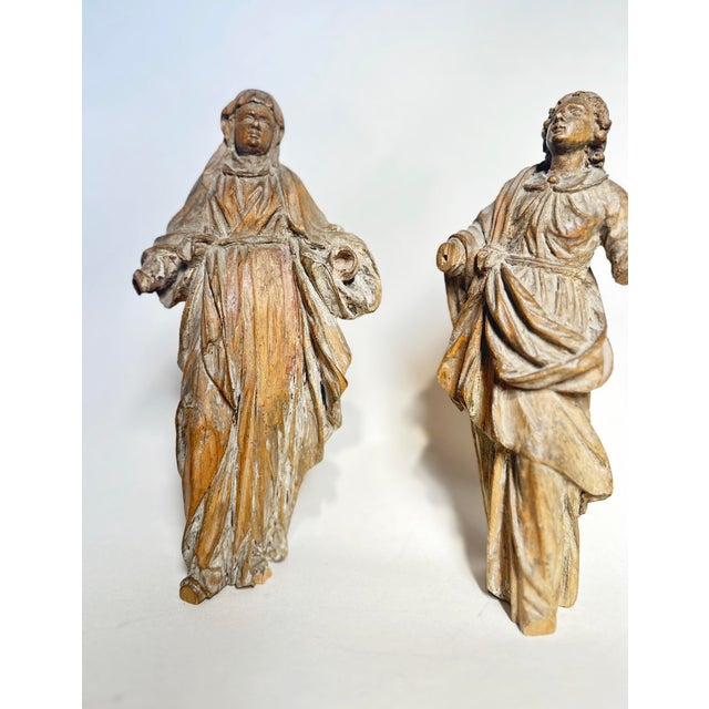 Attendant Figures of Mary and John, German, 17th century Carved wood Mary: 26.5 John: 24.8 cm Some damage; see photos...