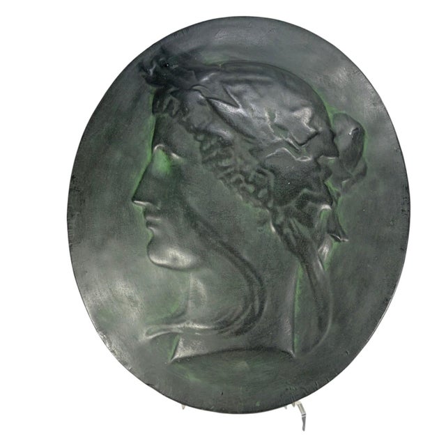 Traditional Pair of Large 16" Tall Bacchante Roman Figures Ceramic Plaques For Sale - Image 3 of 13