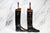 Black Stately Antique English Black Leather Horse Riding Boots With Wood Trees Equestrian Country Home Decor For Sale - Image 8 of 12