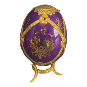 Late 20th Century Franklin Mint Collection House of Faberge Imperial Porcelain Purple Gilded Jeweled Egg