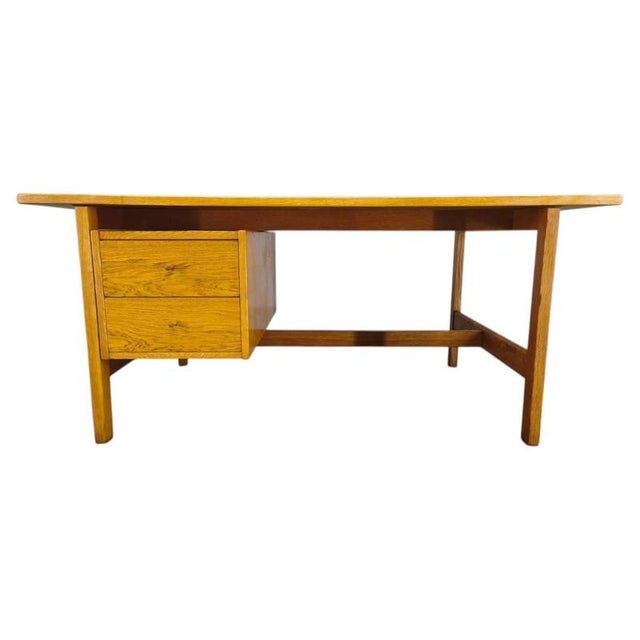 Oak GE125 Writing Desk attributed to Hans J. Wegner for Getama, Denmark, 1970s For Sale - Image 4 of 4