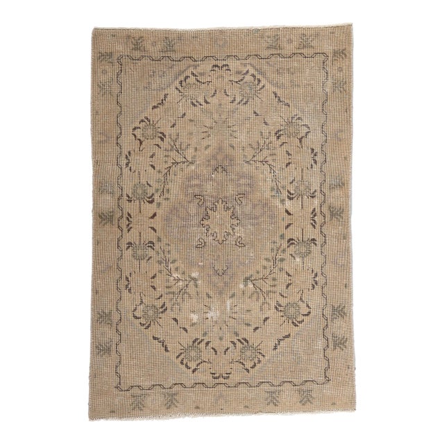 Distressed Vintage Neutral Persian Rug - 02'11 X 04'04 For Sale