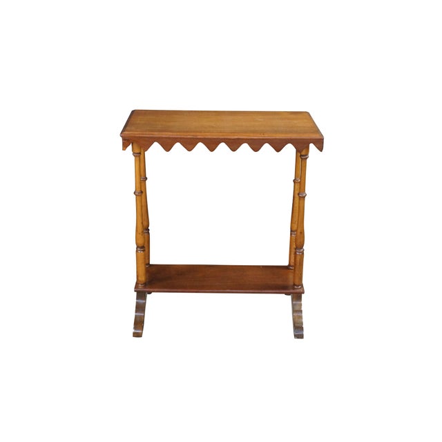 Victorian Antique Victorian Eastlake 2 Tier Walnut Hall Side Table Sawtooth Apron 25" For Sale - Image 3 of 18