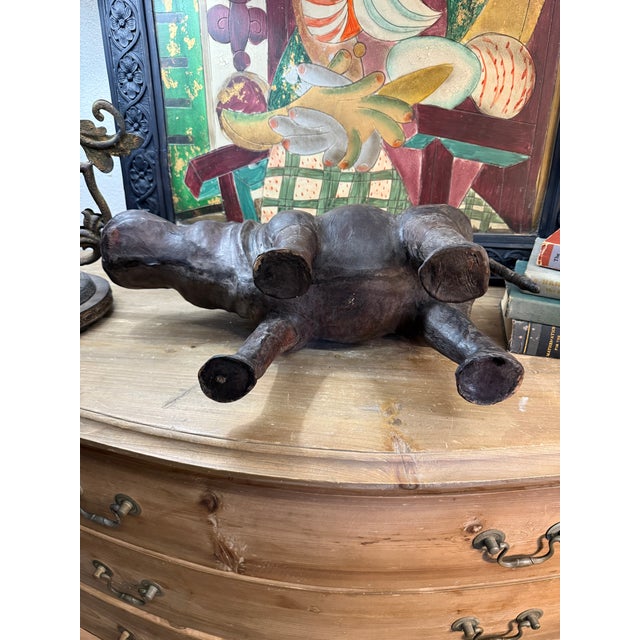 Wood and Leather Hippopotamus Sculpture For Sale - Image 4 of 9