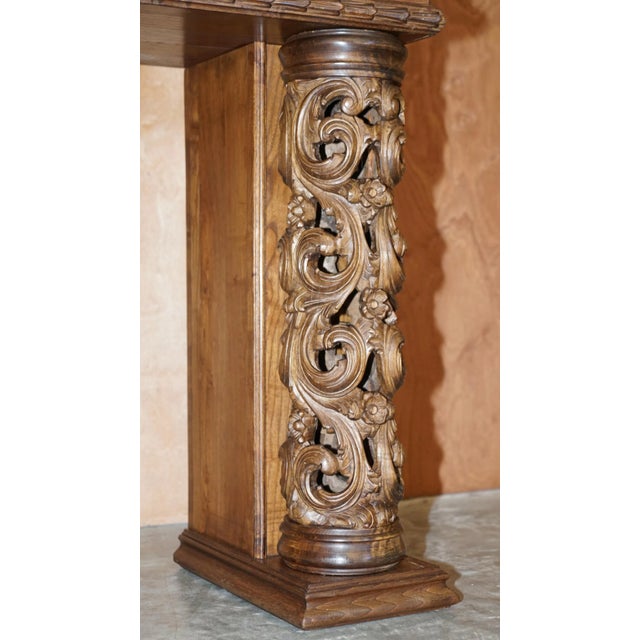 Antique Hand Carved Solid Elm Fireplace Column, 1880s For Sale - Image 14 of 18
