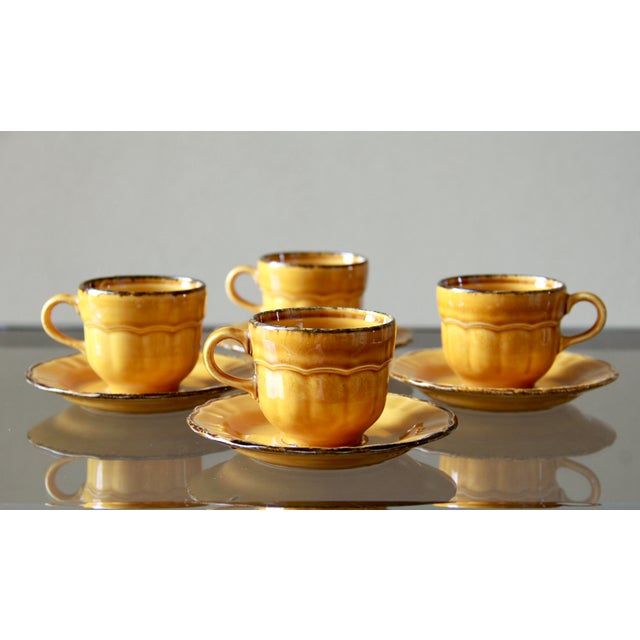 Vintage Amber Cups and Saucers from Pagnossin, 1970s, Set of 4 For Sale - Image 11 of 11