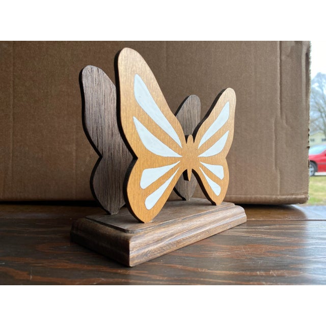 Folk Art Late 20th Century Handmade Wooden Butterfly Letter Organizer For Sale - Image 3 of 7