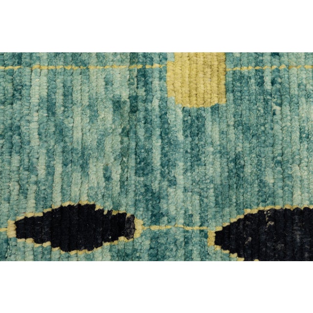 Azure Rain Modern Abstract Teal & Gold Moroccan Style Wool Rug 10x14 For Sale - Image 12 of 12