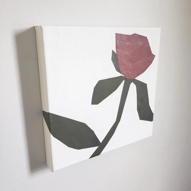 Mid-Century Modern Minimalist Handmade Leather Wall Art "Desert Rose" For Sale - Image 3 of 6