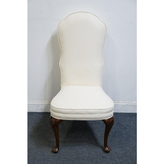 Traditional High End Vintage Solid Cherry Traditional Georgian White Upholstered High Back Dining Side Chair For Sale - Image 3 of 9