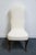 Traditional High End Vintage Solid Cherry Traditional Georgian White Upholstered High Back Dining Side Chair For Sale - Image 3 of 9
