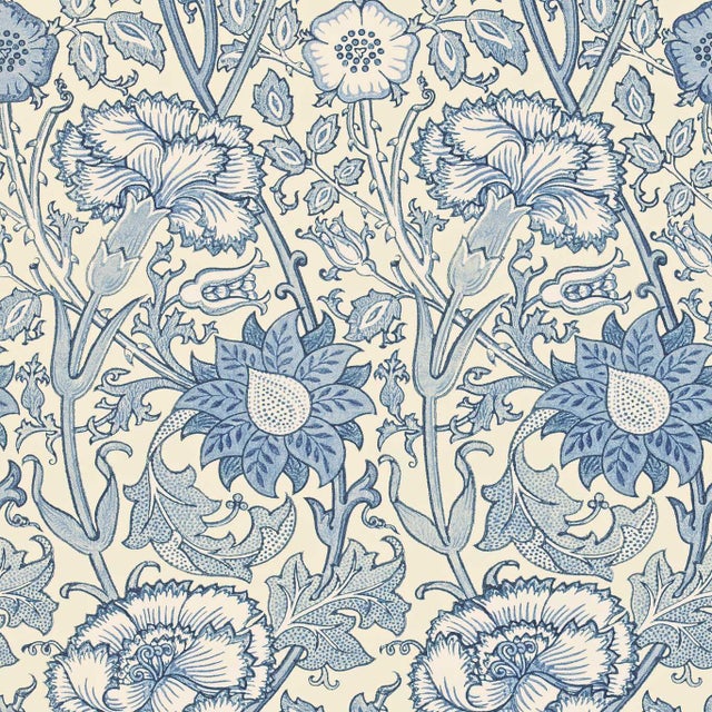 Morris & Co Pink & Rose Wallpaper in Indigo For Sale