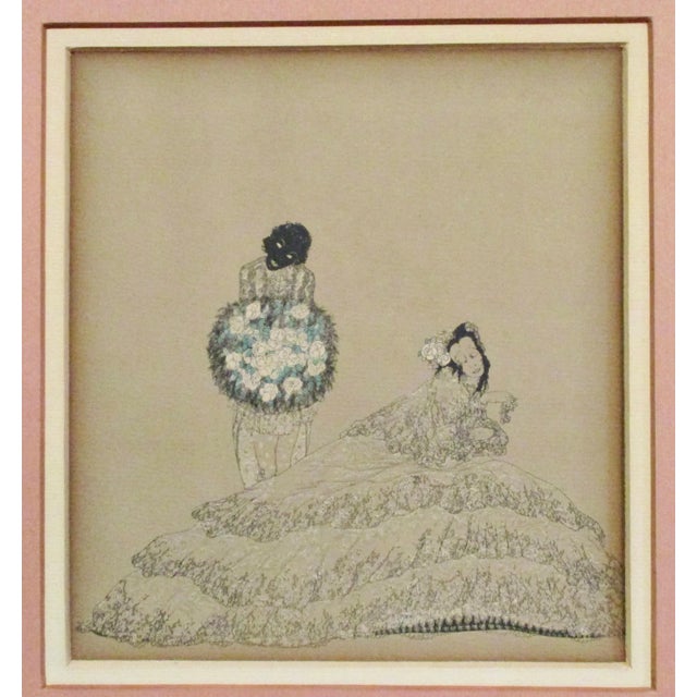 Pair of Line Block Print Illustrations Book Plates - a Pair For Sale - Image 4 of 10