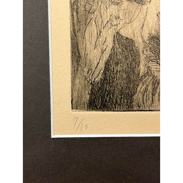 Mid-Century Modern C. 1969 Tony Mafia Signed Etching Jewish Figures 9/10 Rare Limited Edition For Sale - Image 3 of 8