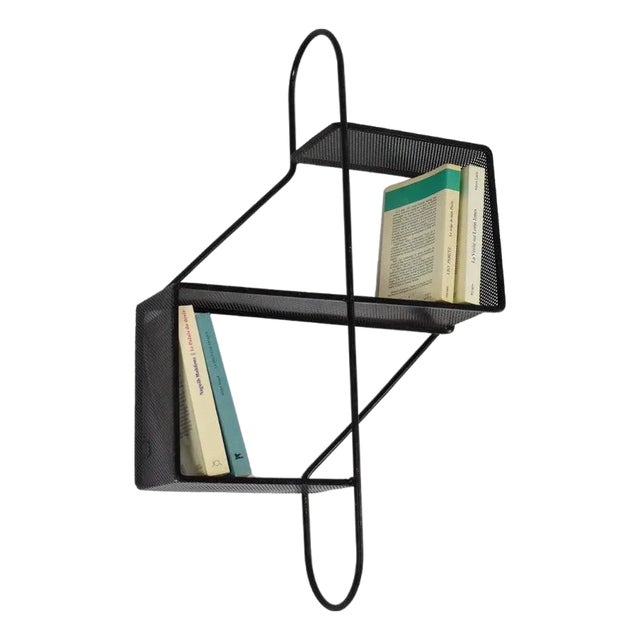 French Metal Wall Shelf "Clé De Sol" by Mathieu Matégot, 1955 For Sale