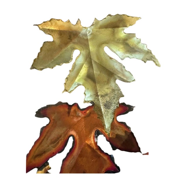 1982 Torch-Cut Metal Leaf Sculpture — 53” - Signed For Sale - Image 4 of 17