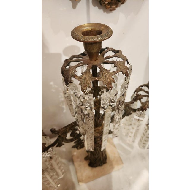 Mid 19th Century Victorian Bronze and Crystal Candelabra For Sale - Image 9 of 9