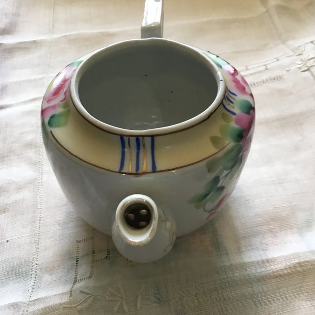Vintage Hand Painted Ceramic Tea Pot 2 Cups For Sale In Naples, FL - Image 6 of 10