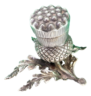 Silver Toothpick Holder with Cut-Out Leaf Applications