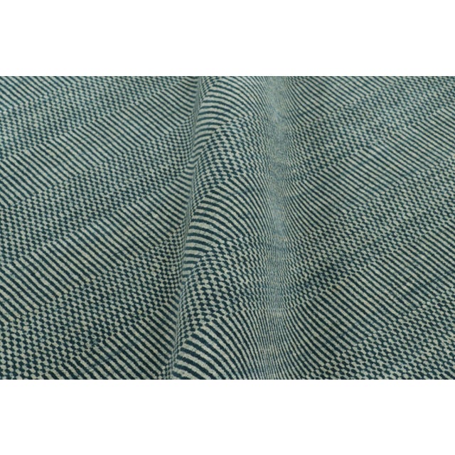 Textile Rug & Kilim’s Modern Rug in Blue and Cream, With Stripes and Geometric Patterns For Sale - Image 7 of 8