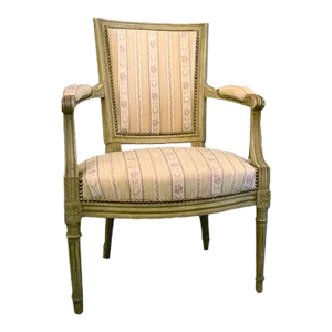 19th Century Pink Striped Antique Fauteuil French Armchair