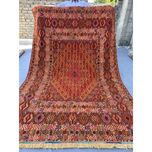 Multicolor Mushwani Hand-Woven Kilim Rug - 6'9" X 9'6" For Sale - Image 13 of 14