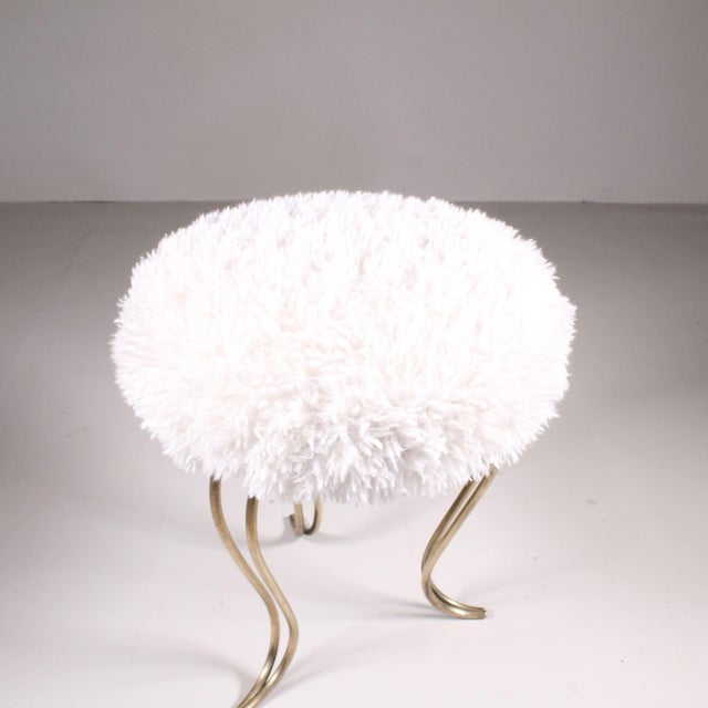 Stools in Brass and Textile, Set of 2, in Good conditions. Designed 1950 to 1959