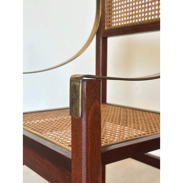 Vienna Straw, Brass and Wood Chairs, 1970s, Set of 4 For Sale - Image 12 of 16