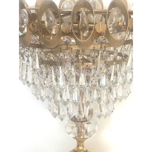 Brass, Metal and Lead Crystal Table Lamp, 1970s For Sale - Image 11 of 17