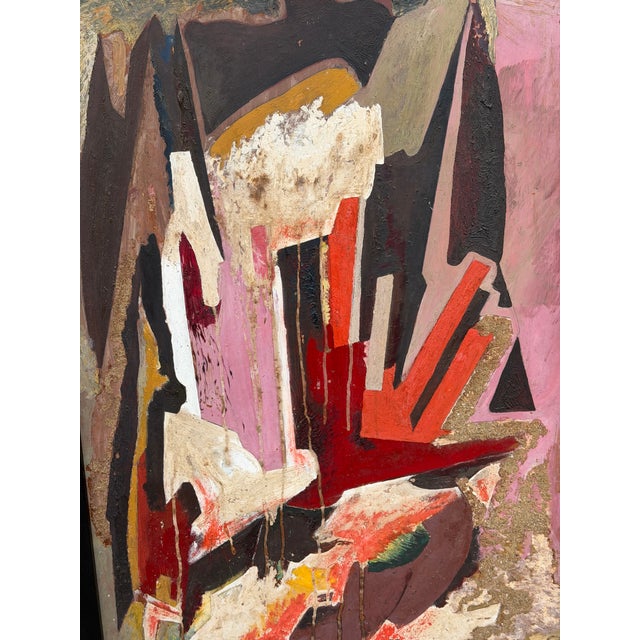 Mid-Century Modern Mid Century Modern Abstract Art Oil Painting For Sale - Image 3 of 3
