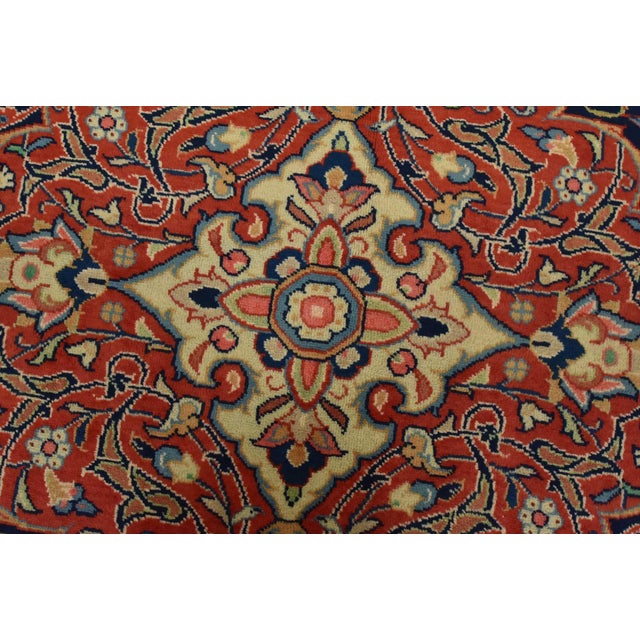 Blue Sarouk Rug 10′ X 13’5” Blue Wool Vintage Traditional Hand-Knotted Carpet For Sale - Image 8 of 15
