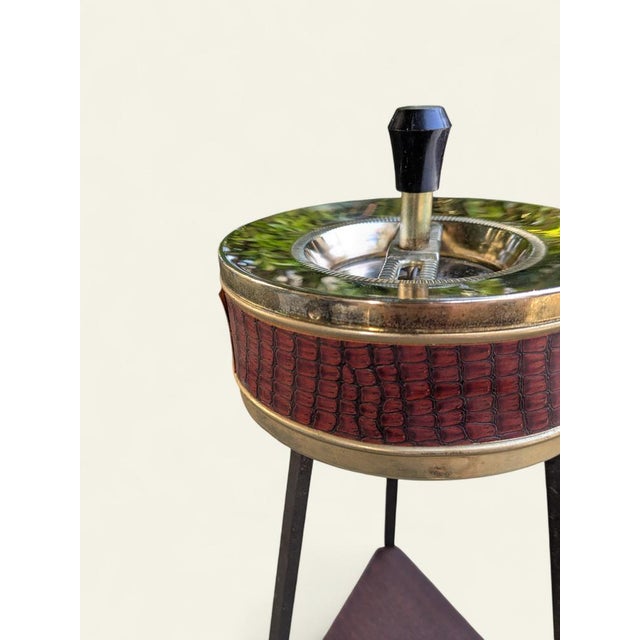 Vintage Standing Ashtray with Teak Shelf, 1960s, in Flawless conditions. Designed 1960 to 1969