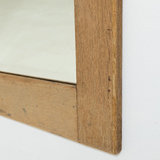 Art Nouveau Circa 1920 French Art Nouveau Natural Wood Wall Mirror, Tall Format For Sale - Image 3 of 8