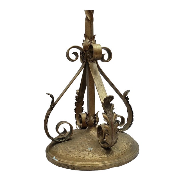 Early 20th Century Venetian Revival Polychrome Iron Torchiere Lanterns Floor Lamps - Pair For Sale - Image 12 of 12