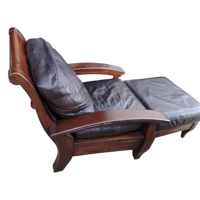 Vintage Classic Comfort & Robust, Rustic Design of Vintage Cibola Full Grain Italian Leather Armchair & Ottoman For Sale - Image 10 of 12