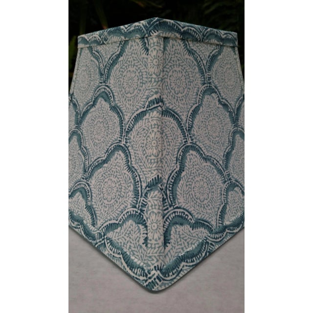 Not Yet Made - Made To Order "Kashmira" Aqua Block Print Lamp Shade For Sale - Image 5 of 10