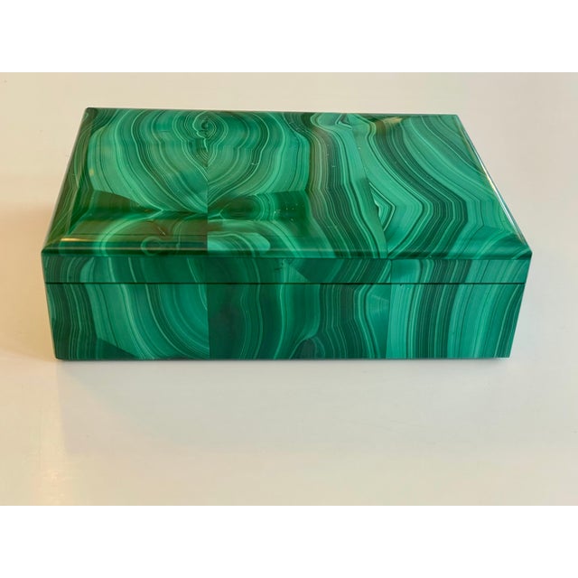 Green Handcrafted Malachite Box with Brass Hinge, 1950 For Sale - Image 8 of 10