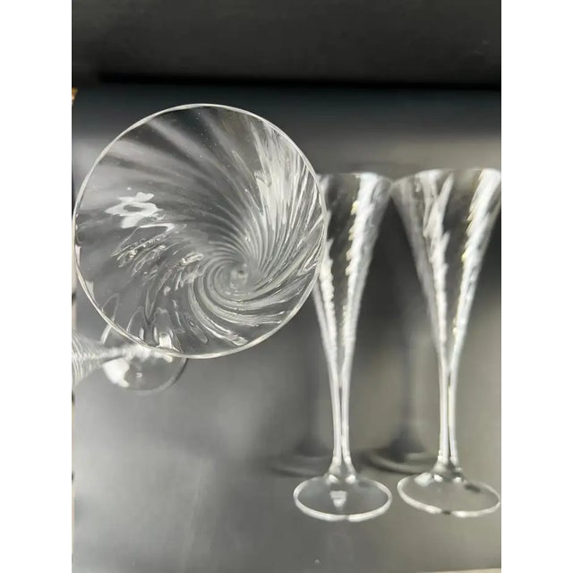 Orrefors Helena Crystal Champagne Flutes Glasses Optic Swirl, Set of 4 For Sale In New York - Image 6 of 11
