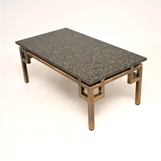 Vintage French Brass and Marble Coffee Table, 1960 For Sale - Image 4 of 9